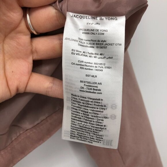Jacqueline de Yong pale pink  faux suede moto jacket 40 - Picture 4 of 14